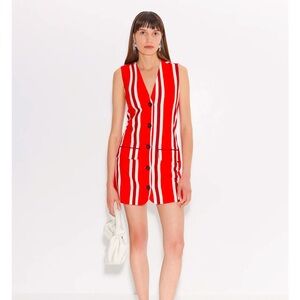Simon Miller red linen mini vest dress
